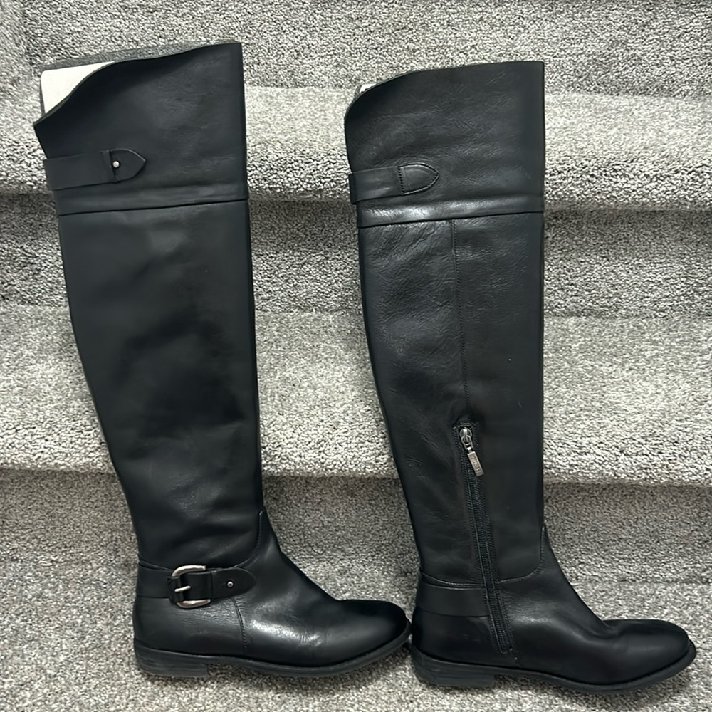Guess black leather over the knee boots